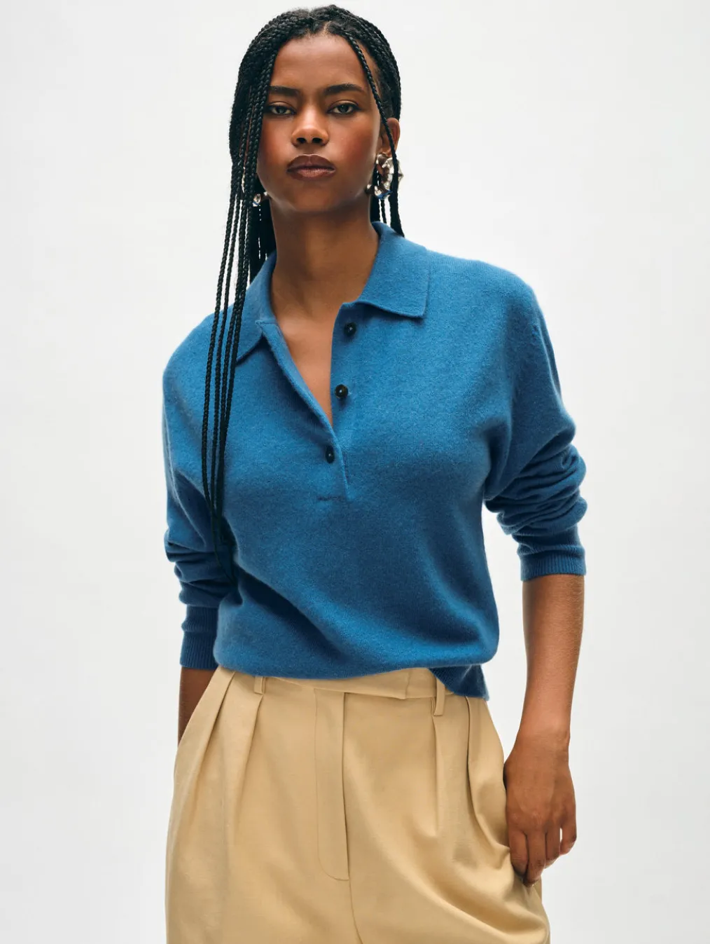 cashmere button polo