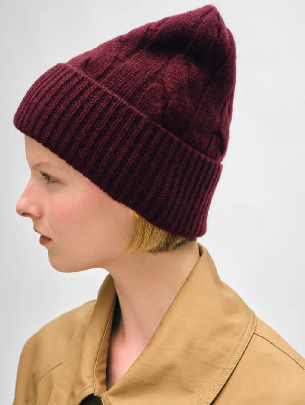 cashmere cable beanie