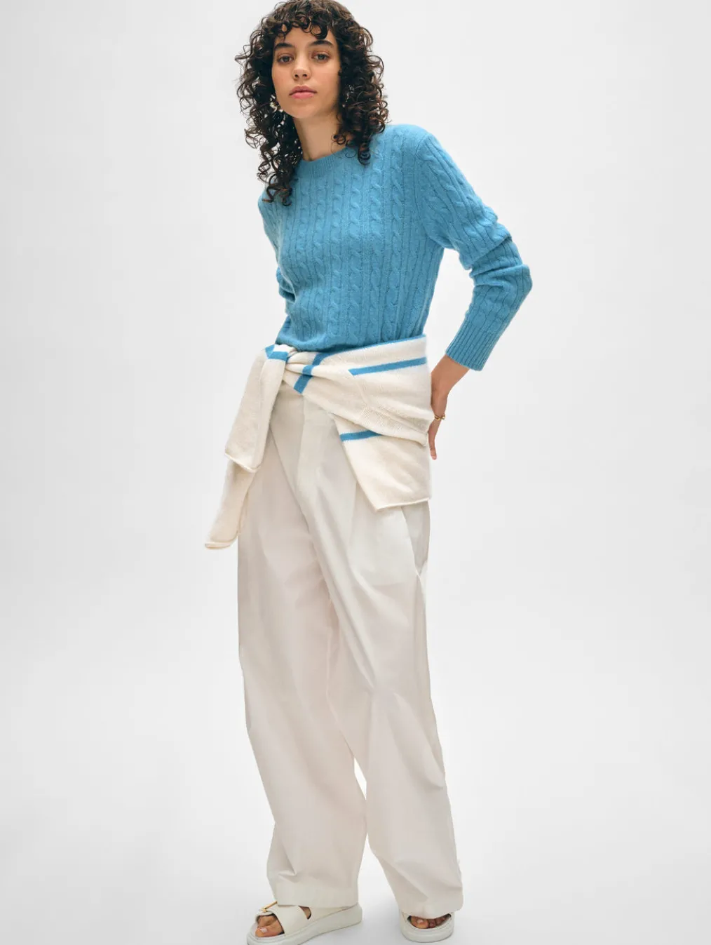 cashmere cable crewneck