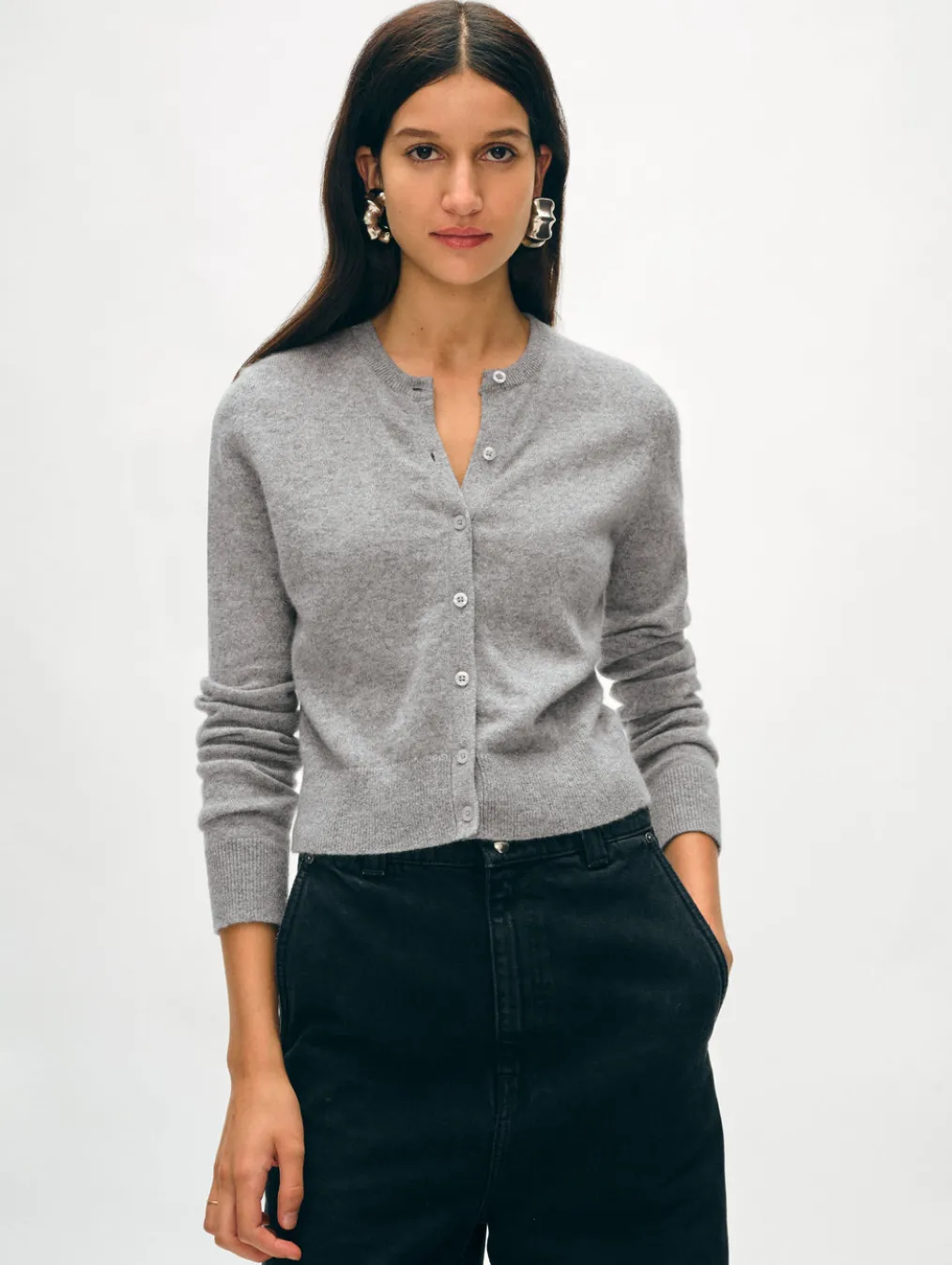 cashmere crewneck cardigan