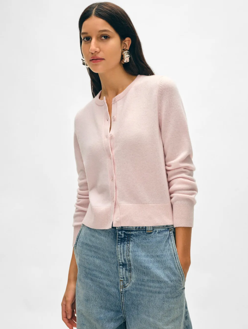cashmere crewneck cardigan