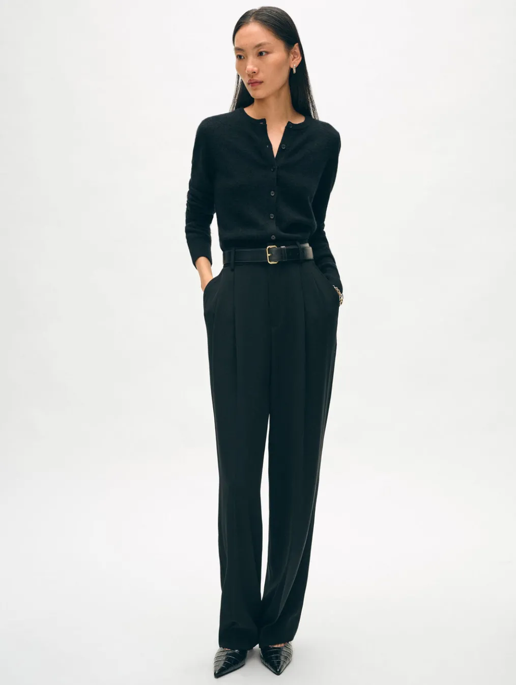 cashmere crewneck cardigan