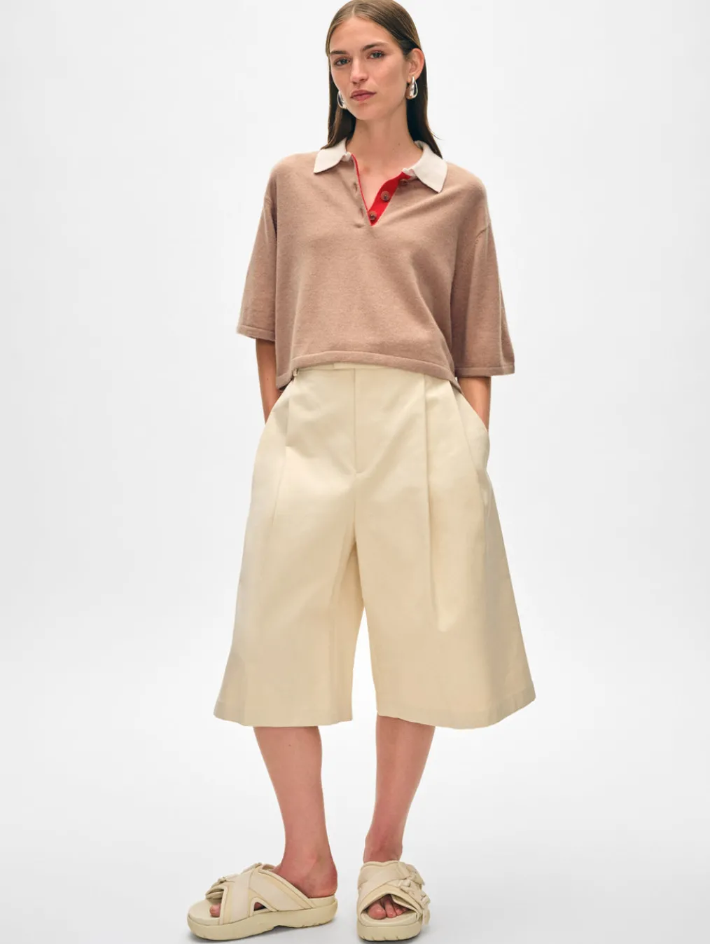 cashmere cropped polo