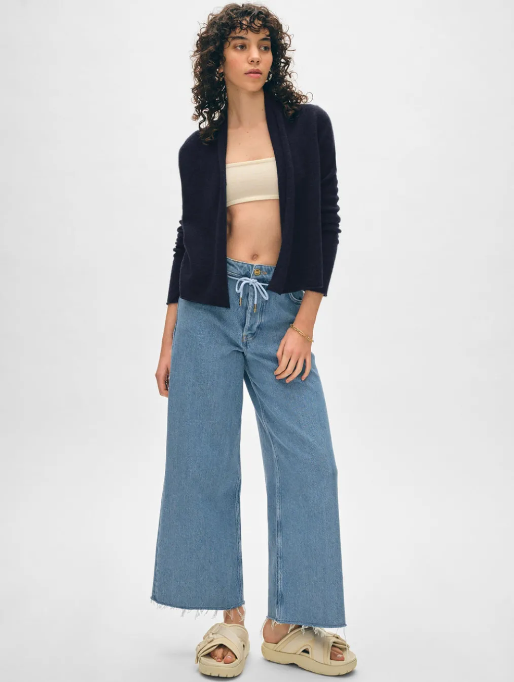 cashmere cropped trapeze cardigan