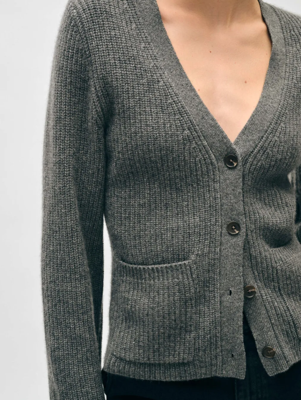 cashmere fluted sleeve cardigan