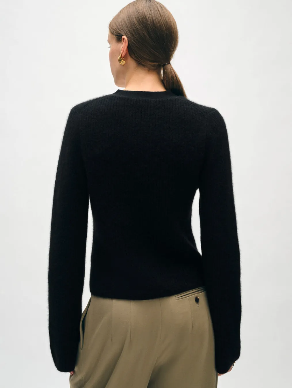 cashmere fluted sleeve cardigan