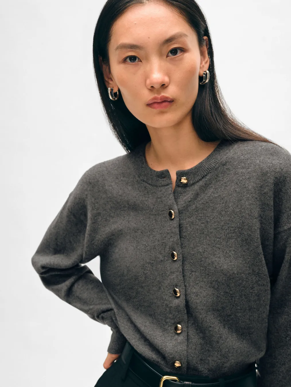 cashmere gold button cardigan