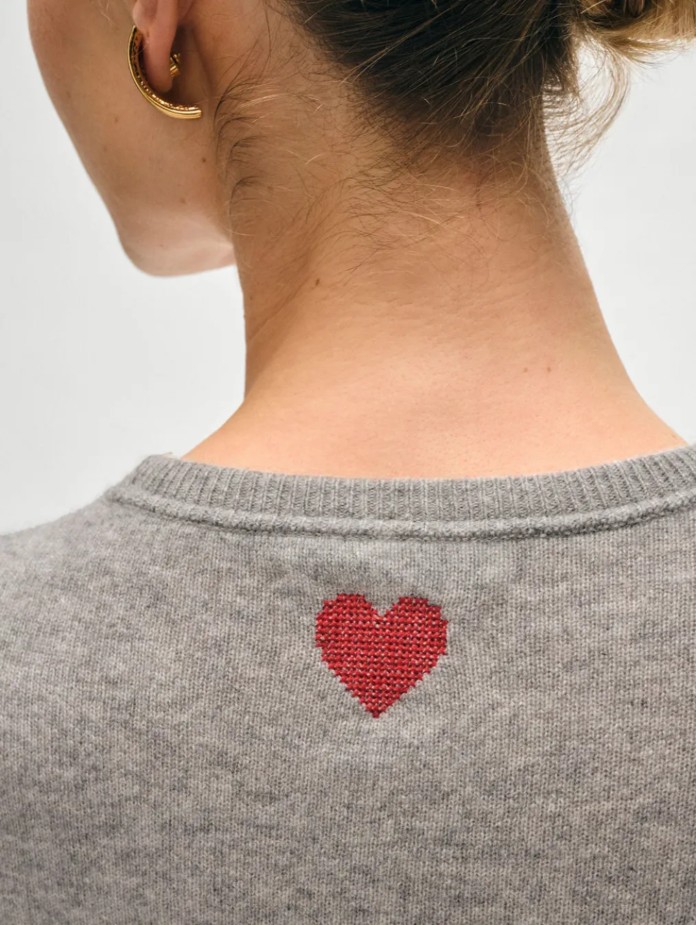 cashmere heart drop shoulder sweater