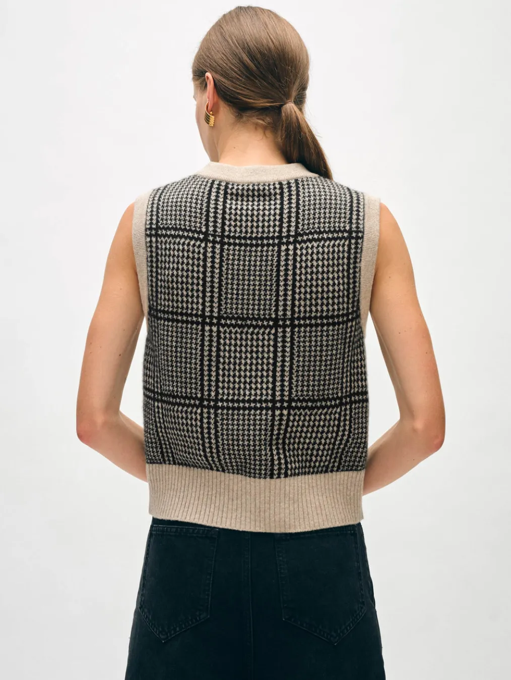 cashmere houndstooth shell
