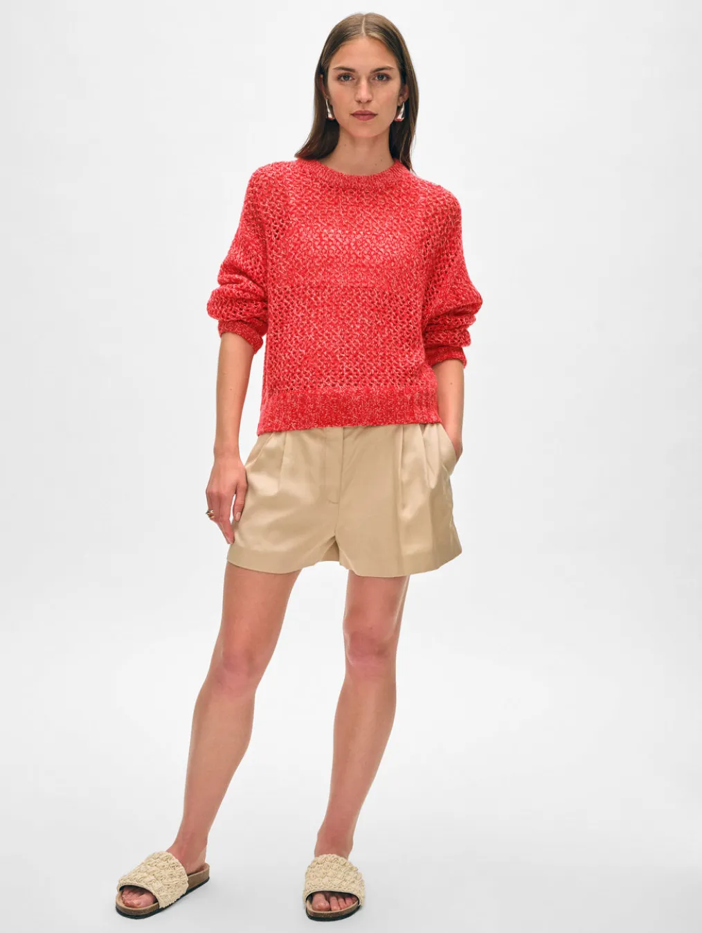 cashmere marled mesh crewneck