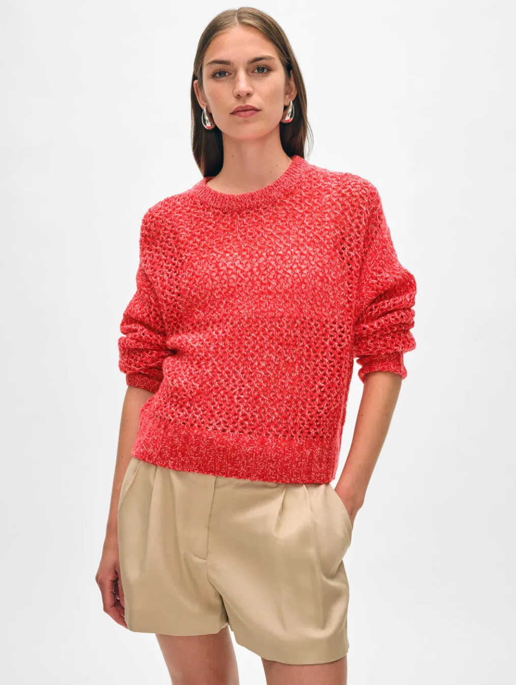 cashmere marled mesh crewneck