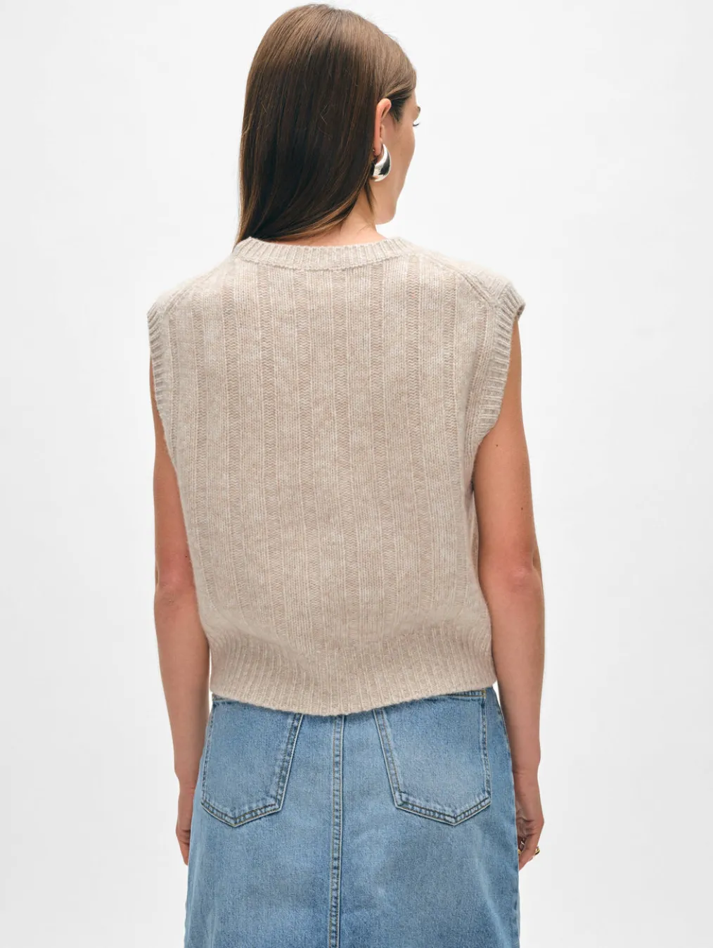 cashmere marled wide ribbed shell
