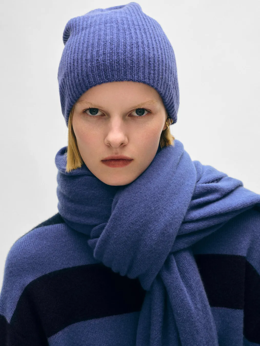 cashmere plush rib beanie