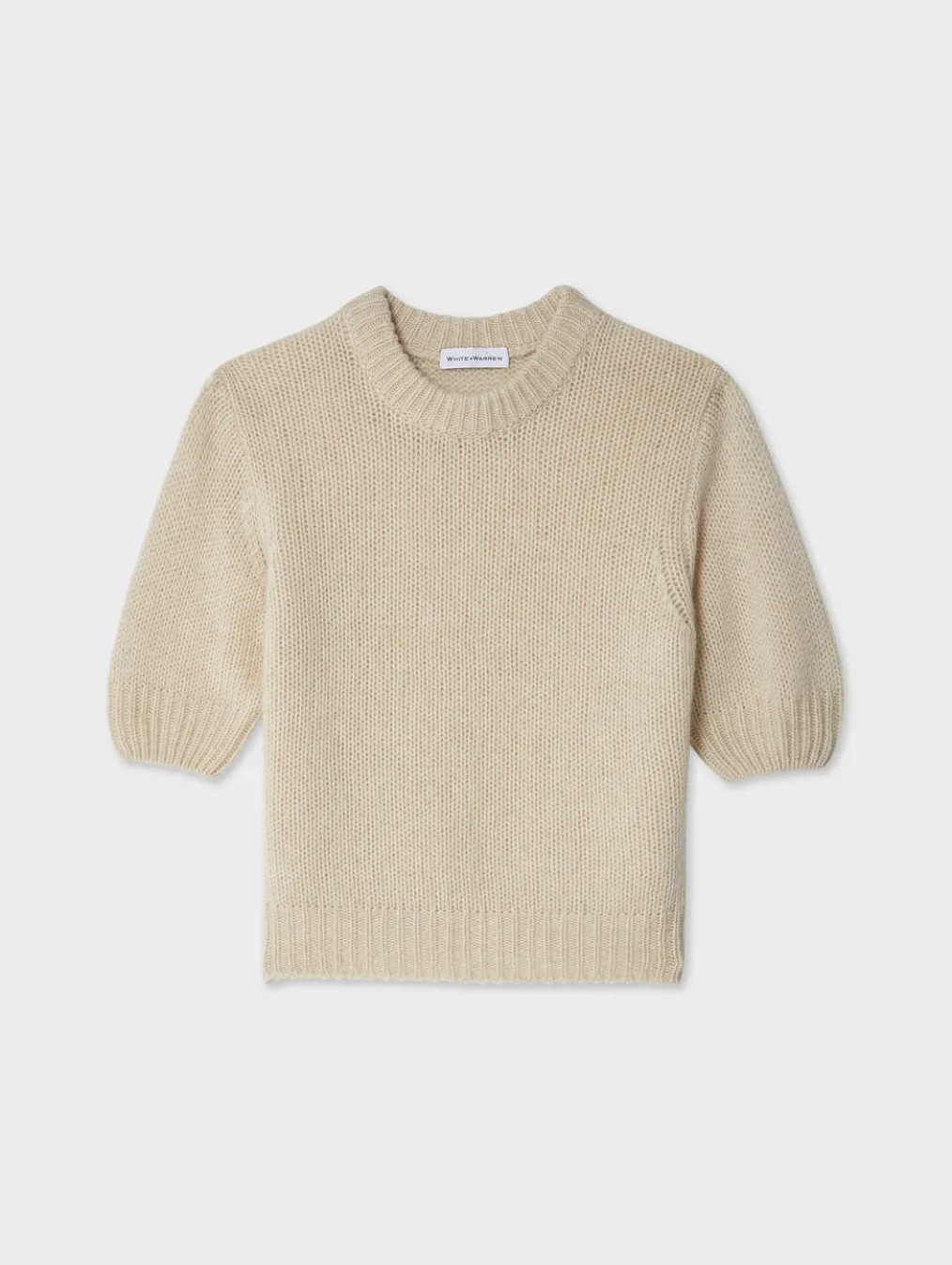 cashmere puff sleeve crewneck