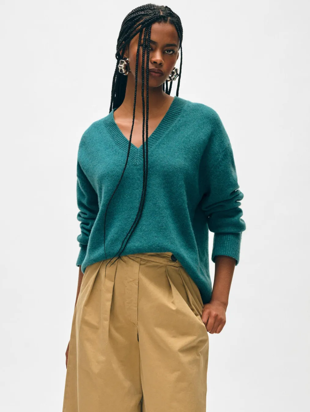 cashmere relaxed v neck