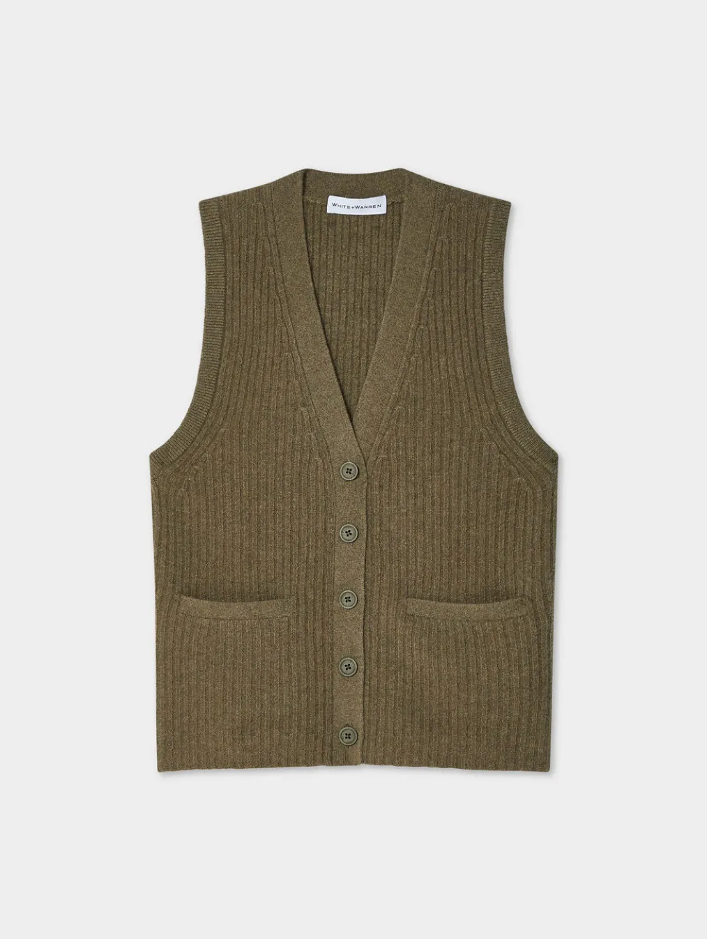cashmere ribbed button vest