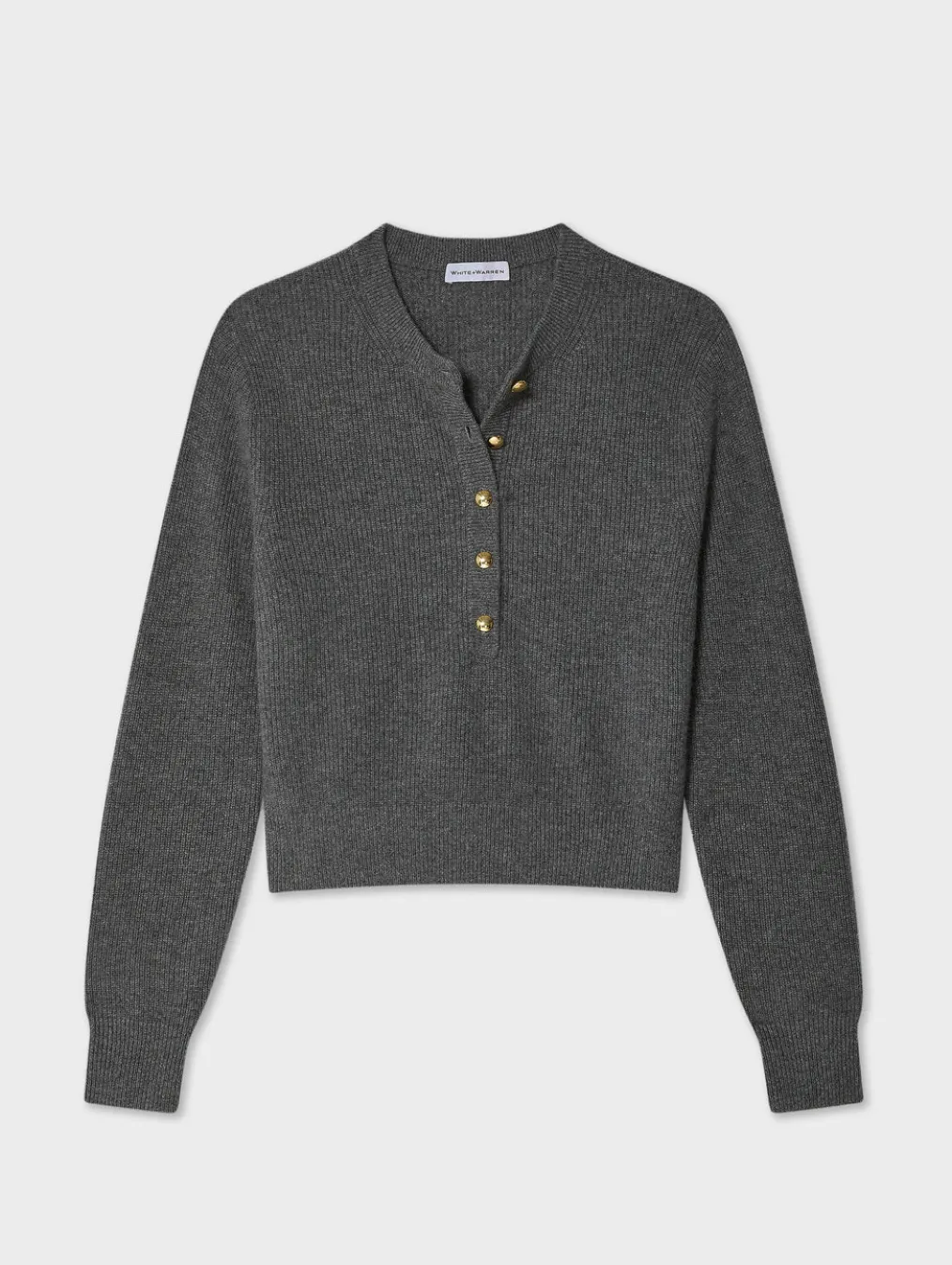 cashmere ribbed gold button henley