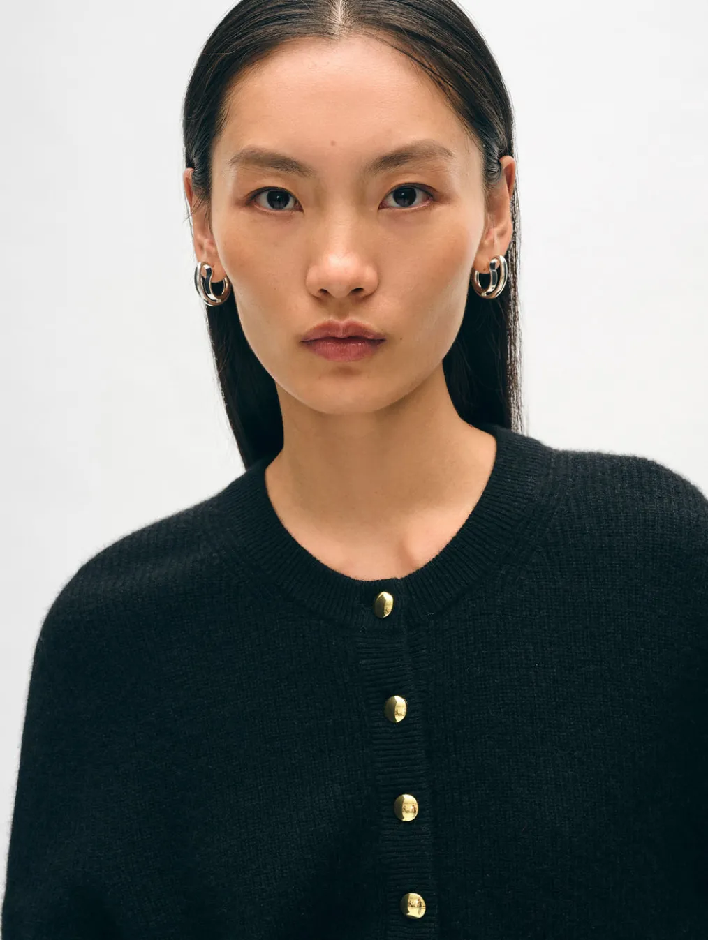 cashmere ribbed gold button henley