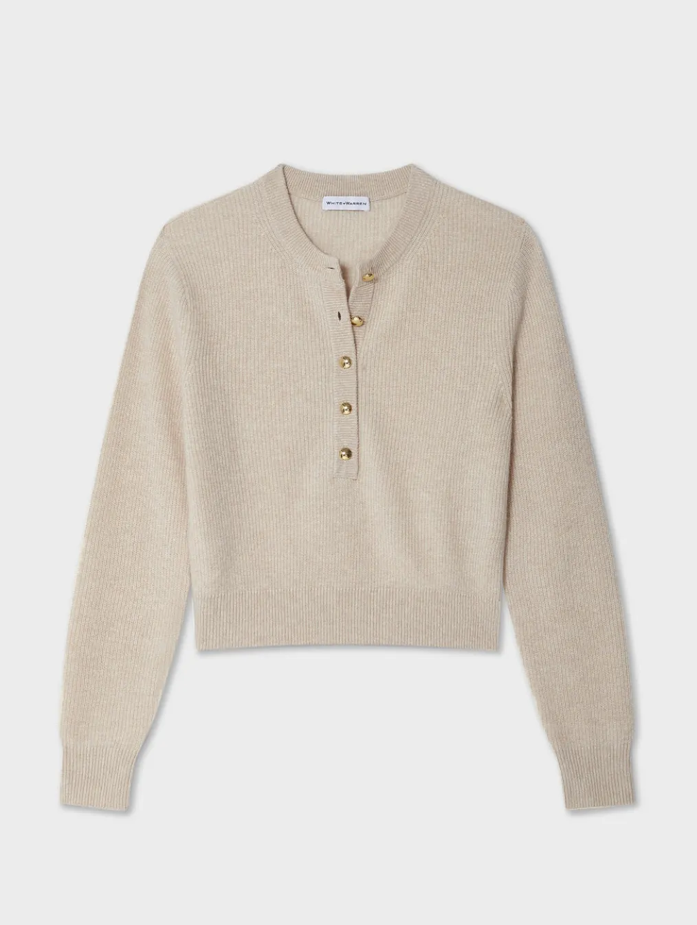 cashmere ribbed gold button henley