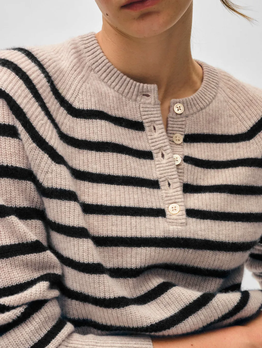 cashmere ribbed striped henley