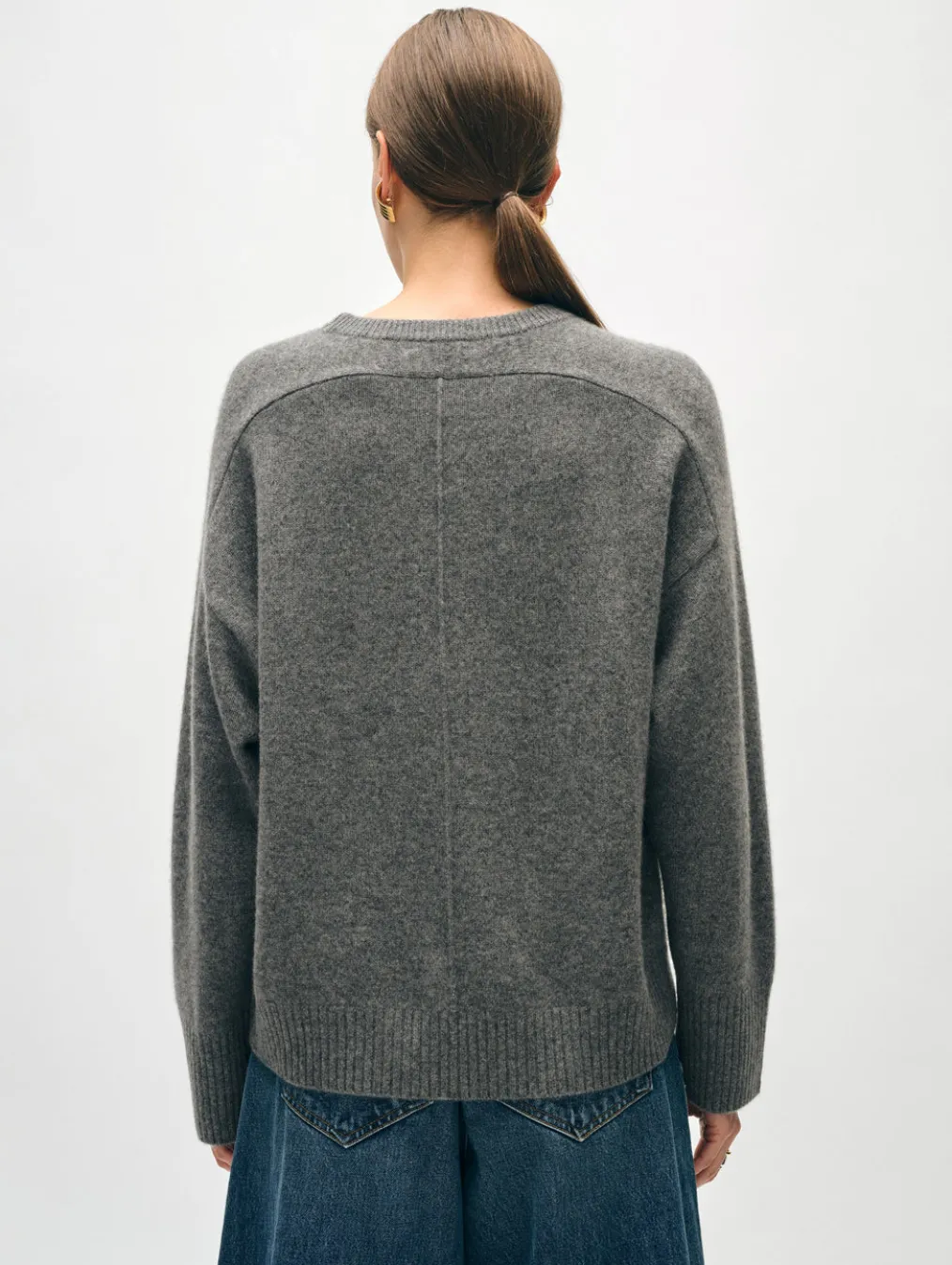 cashmere saddle sleeve crewneck