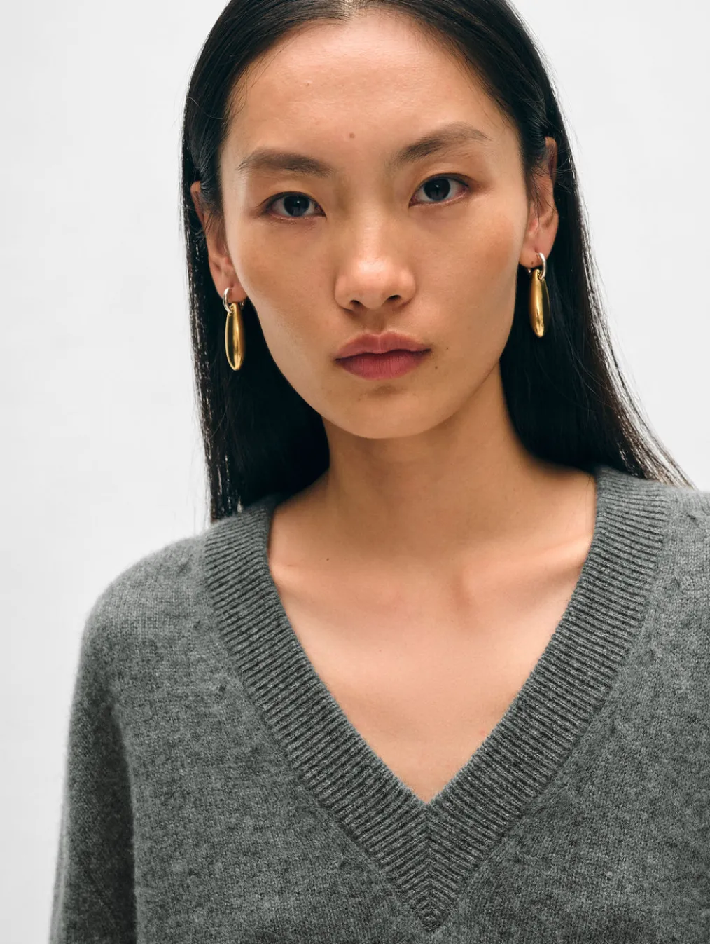 cashmere side slit v neck