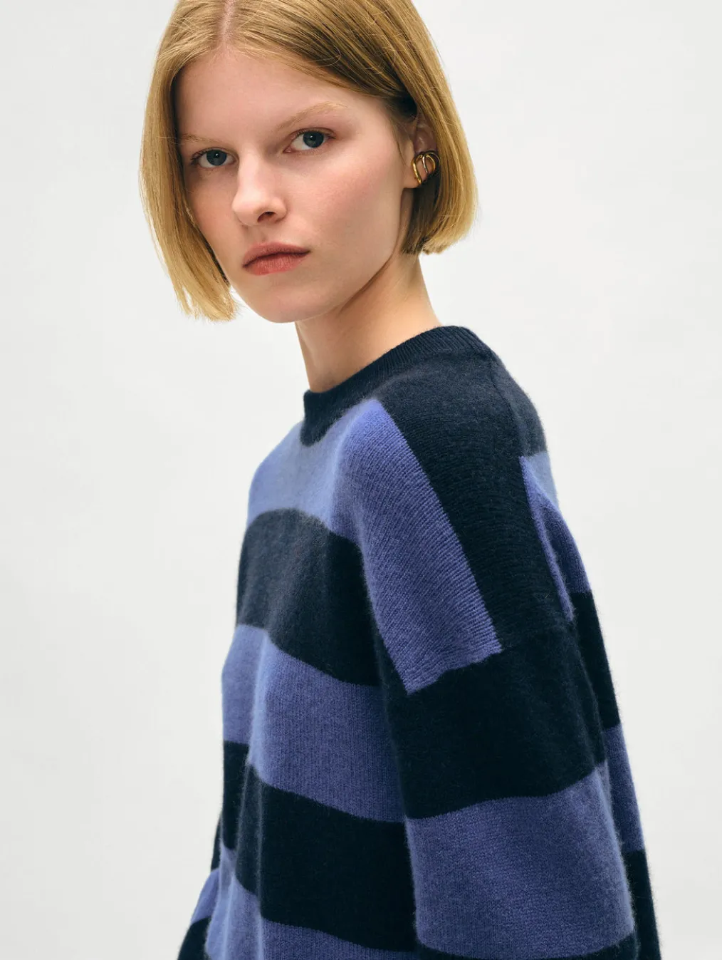 cashmere striped crewneck