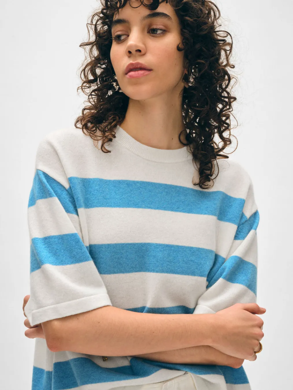 cashmere striped easy tee