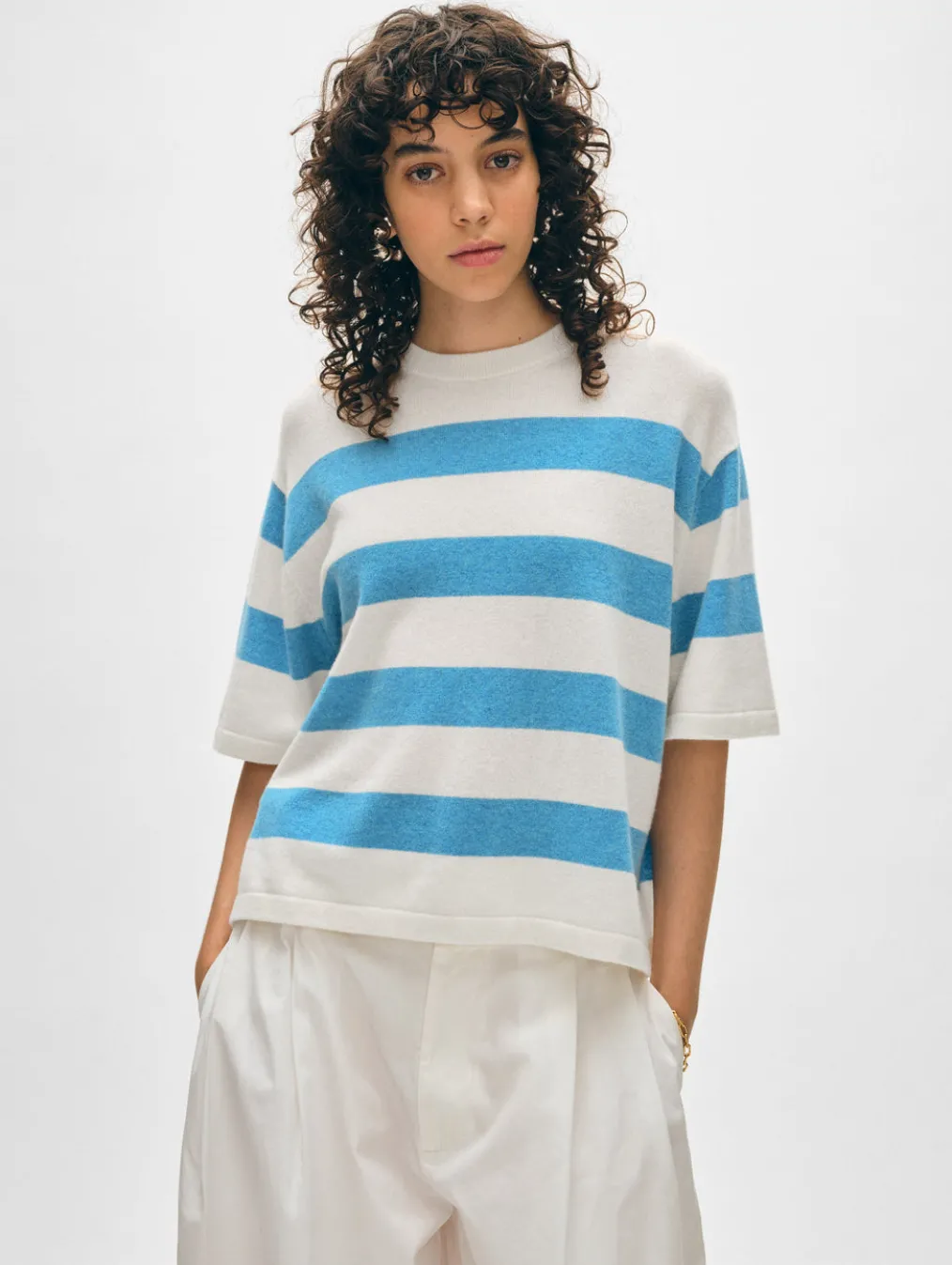 cashmere striped easy tee