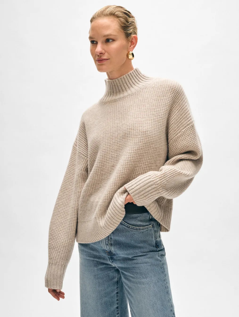 cashmere waffle standneck