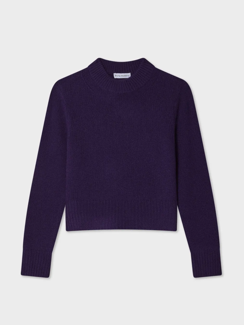 cashmere wide rib trim crewneck