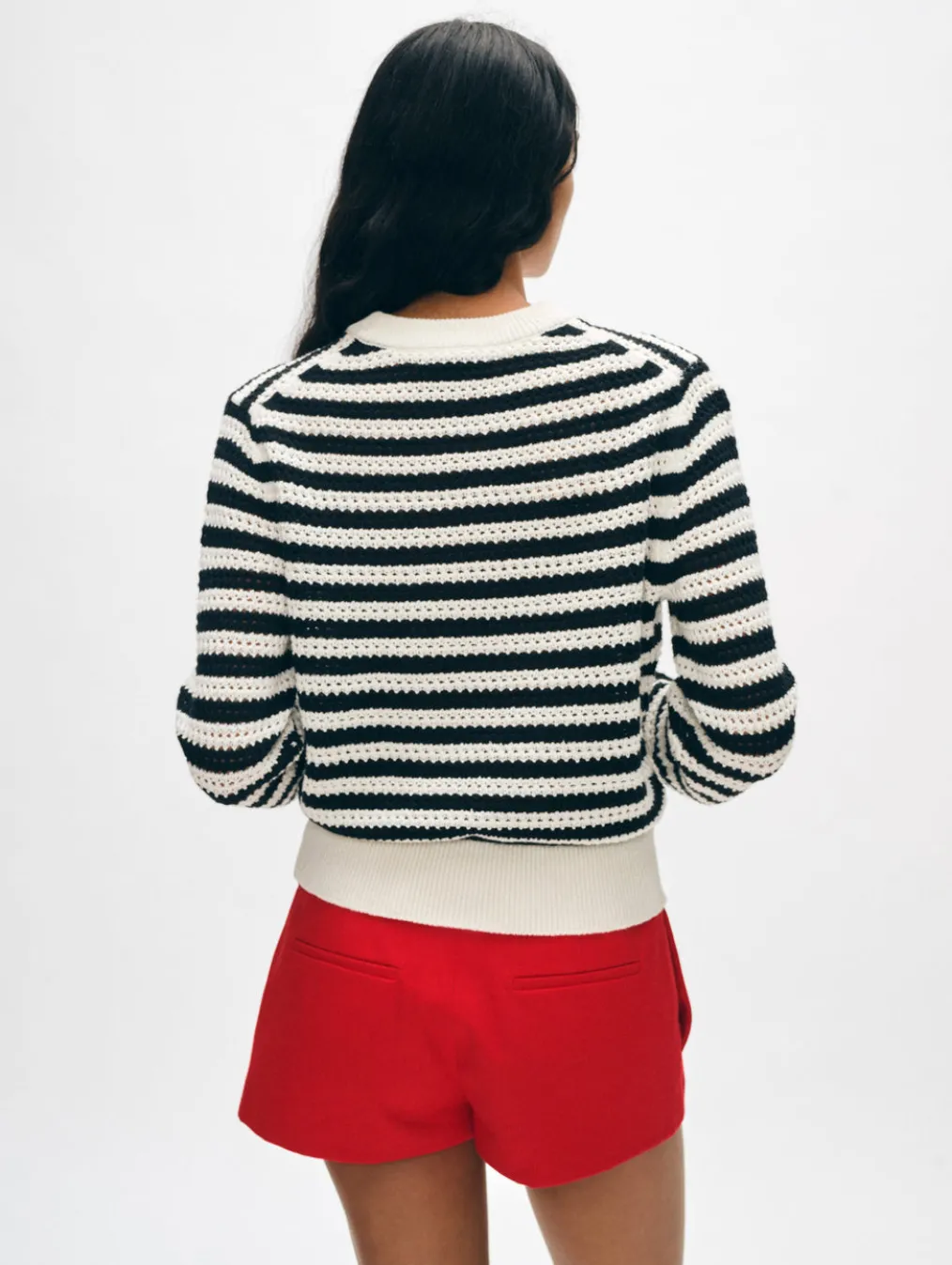 cotton blend mesh crewneck