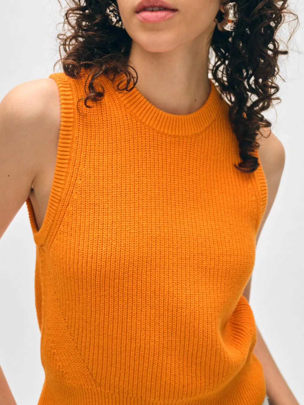 cotton blend ribbed shell