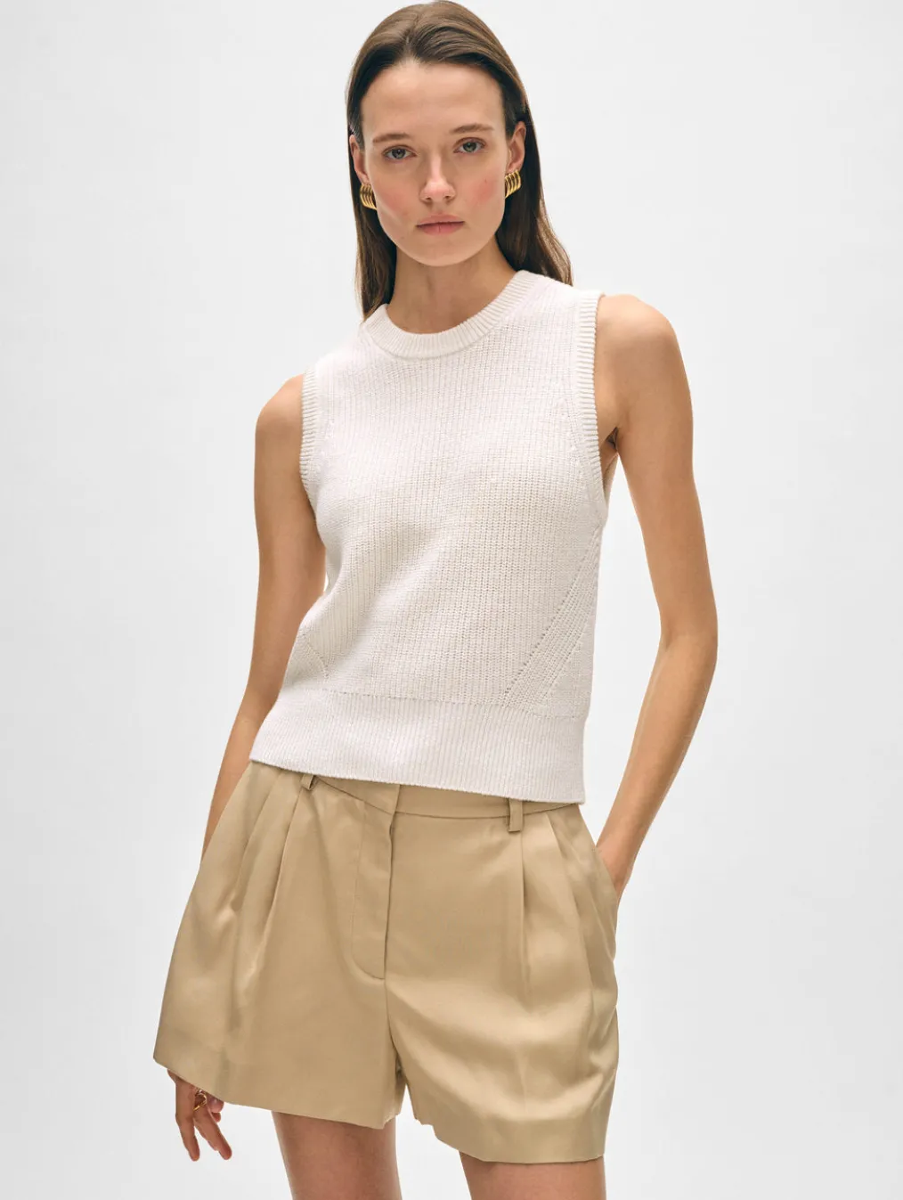 cotton blend ribbed shell