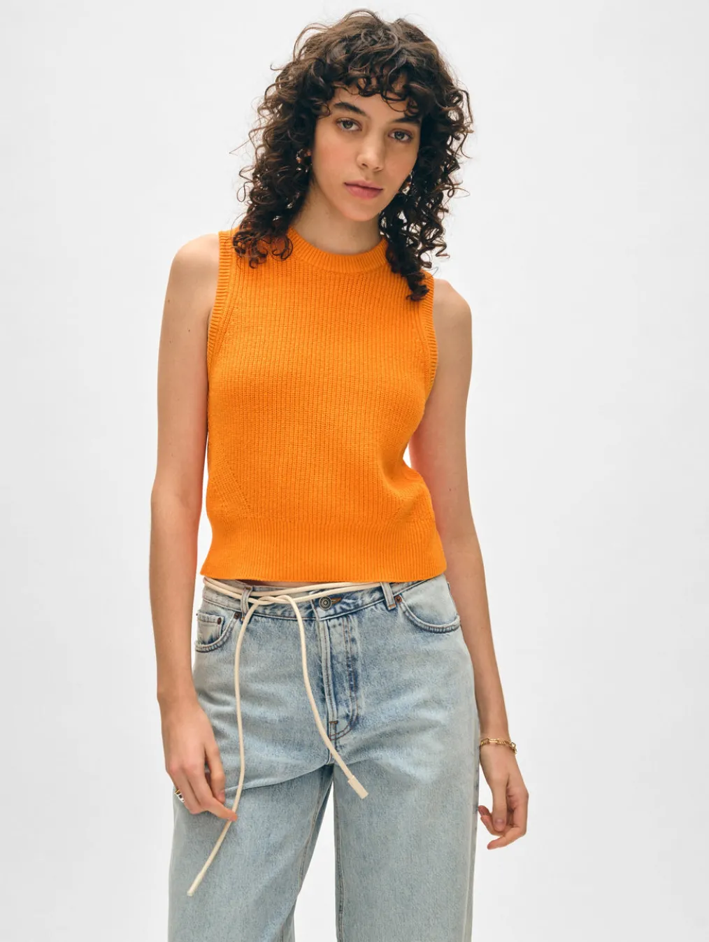 cotton blend ribbed shell