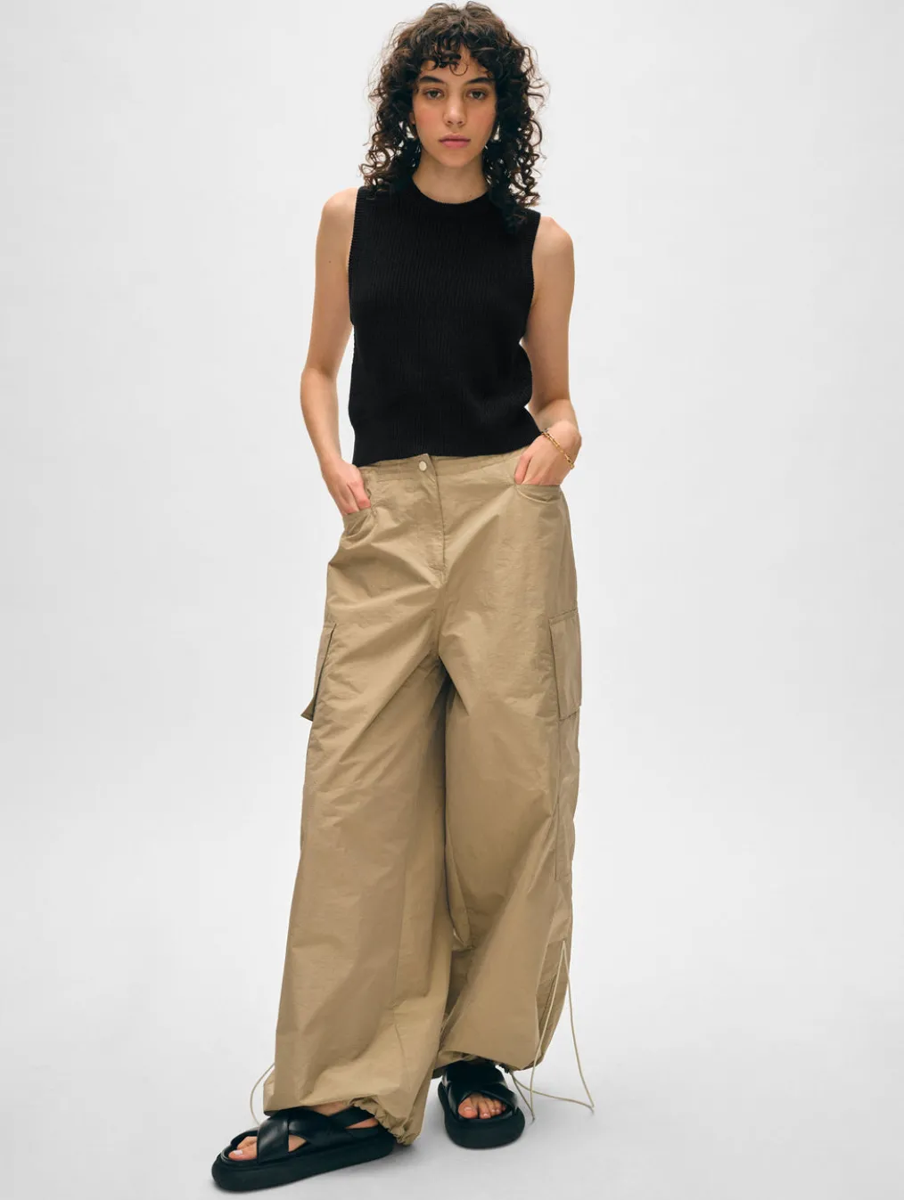 cotton blend ribbed shell