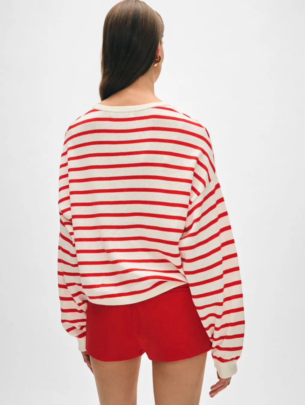 cotton linen drop shoulder sweater