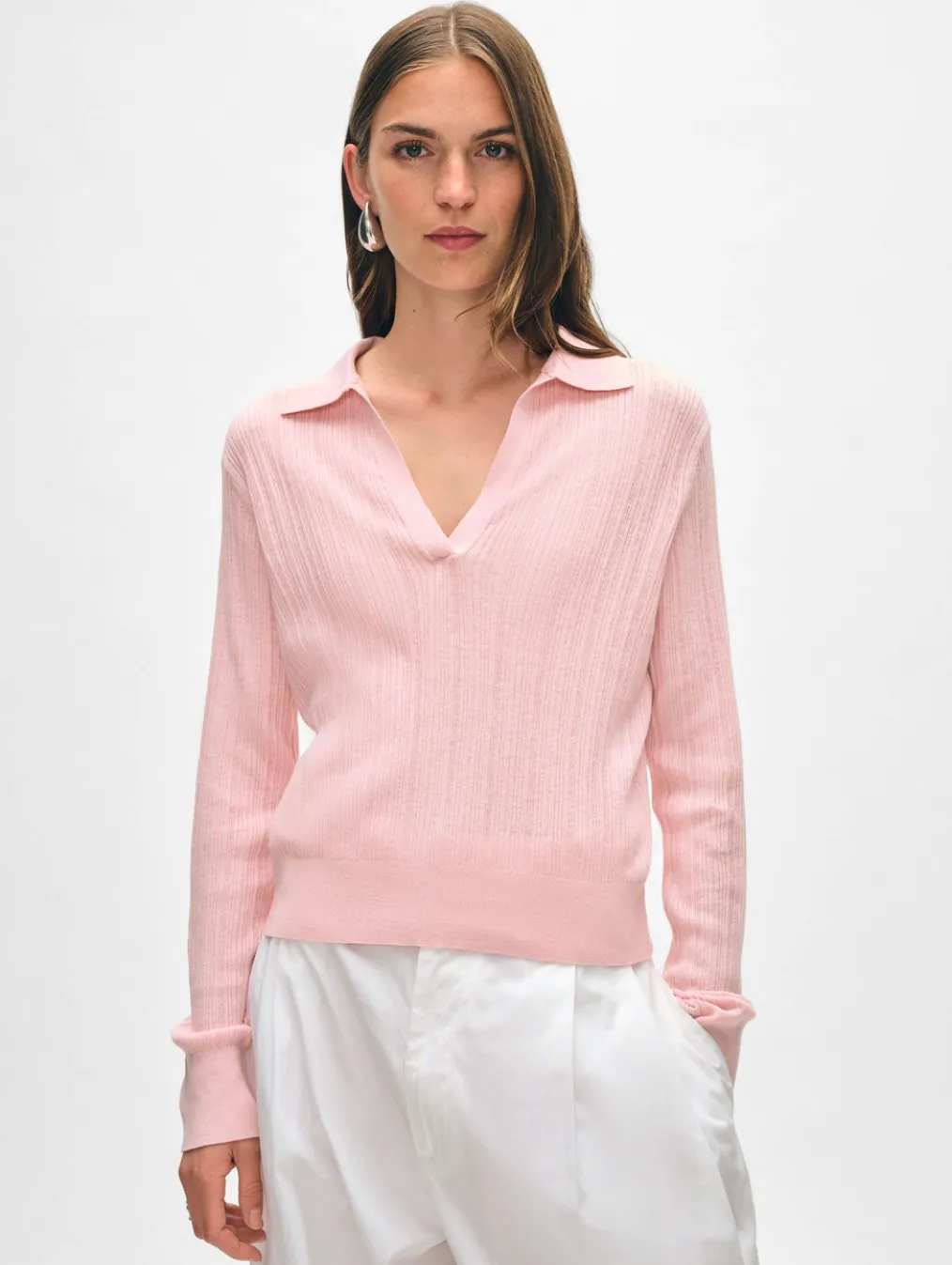 cotton linen ribbed polo