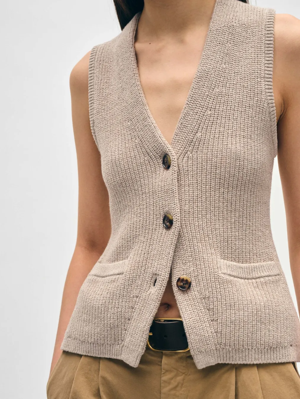 cotton linen ribbed waistcoat