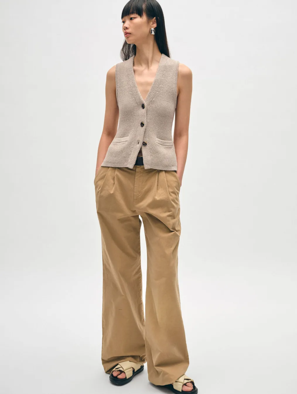 cotton linen ribbed waistcoat