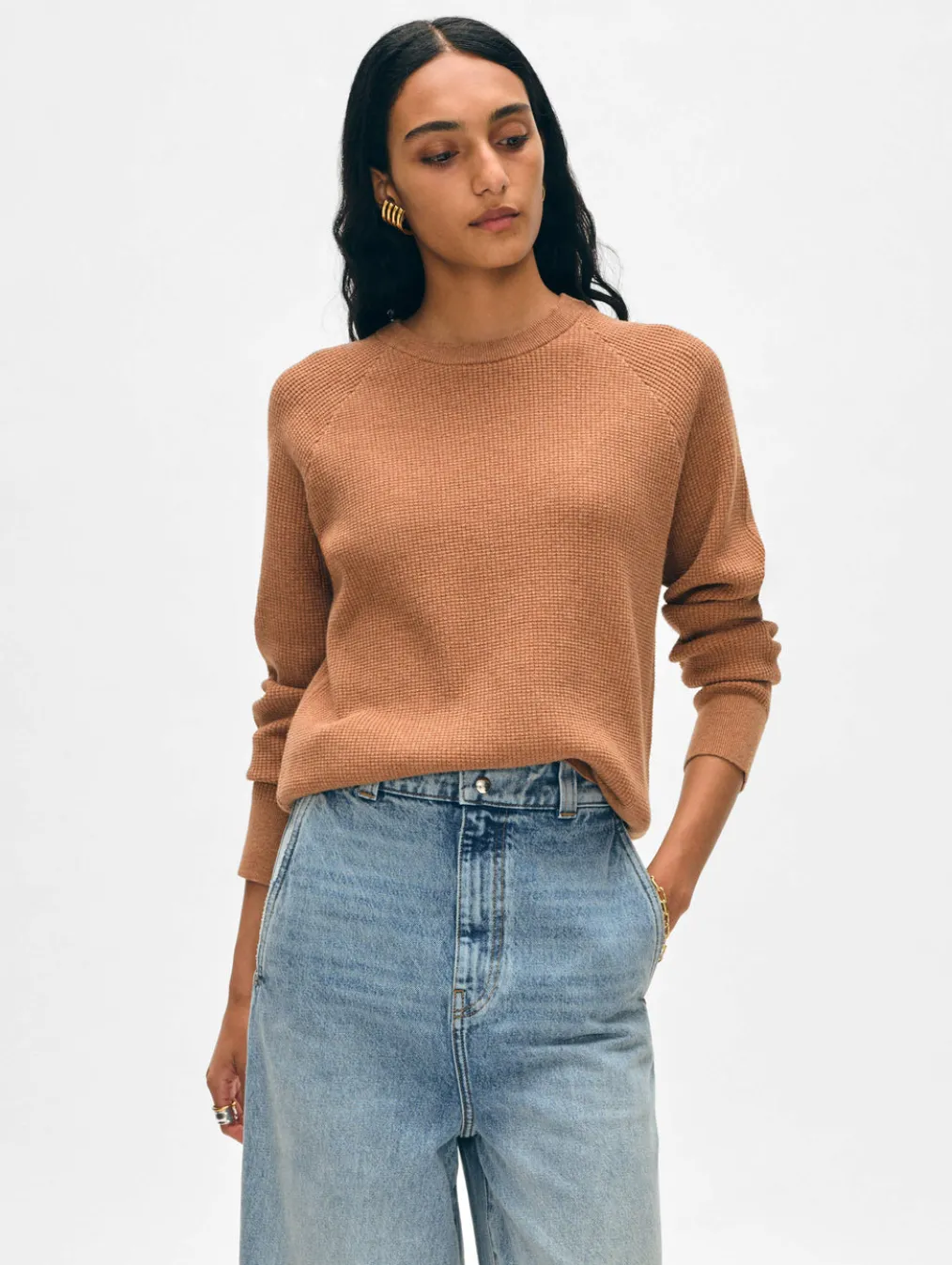 cotton linen waffle sweatshirt