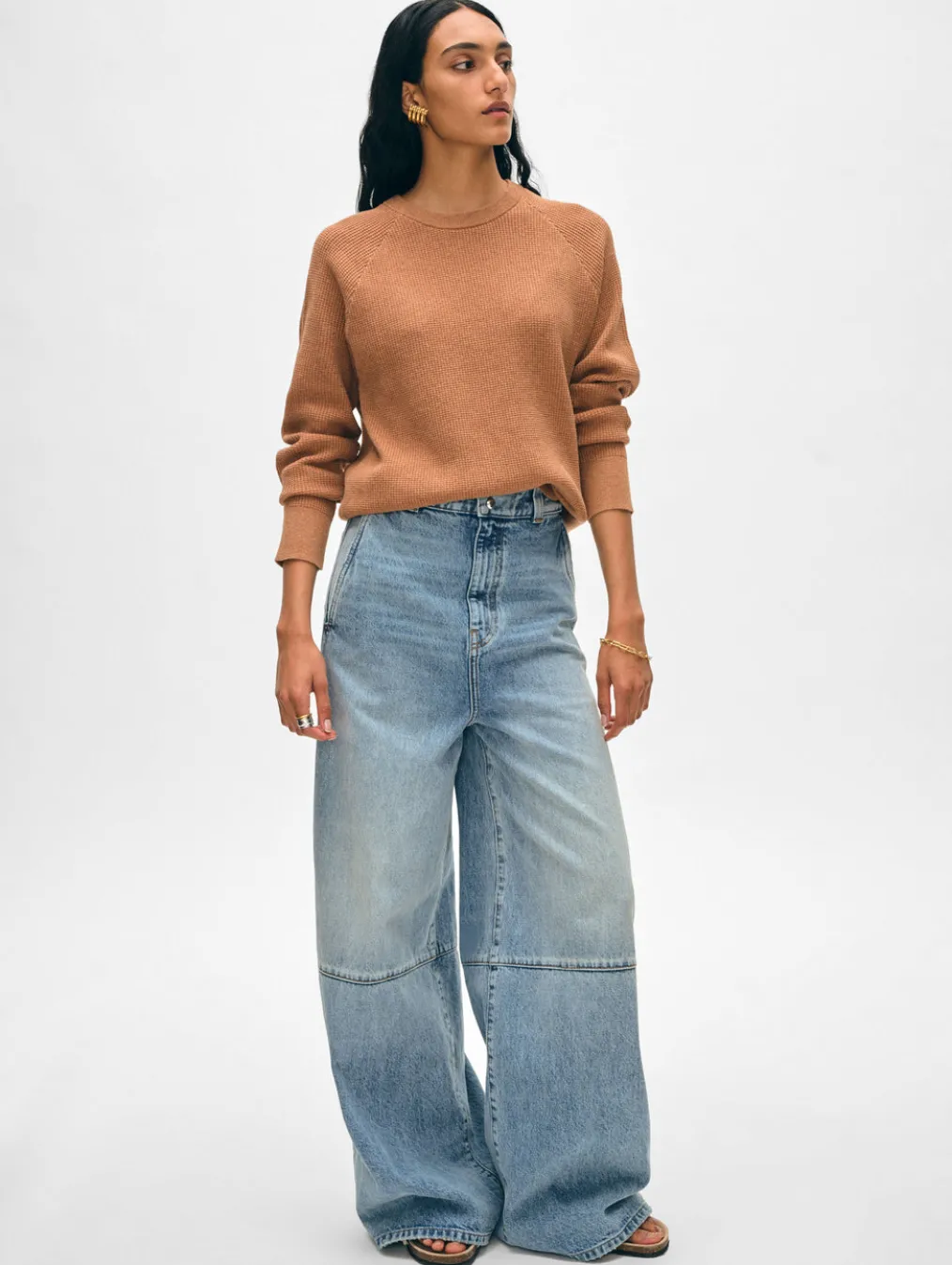 cotton linen waffle sweatshirt