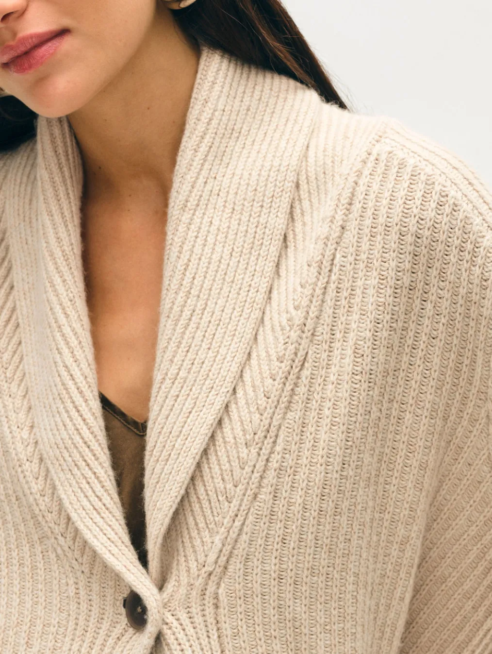 merino blend marled shawl collar coatigan