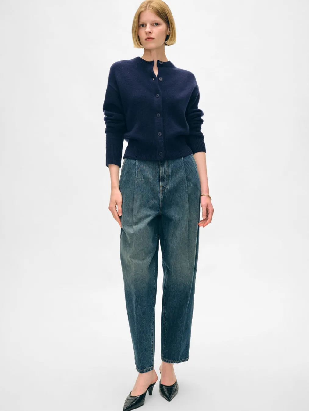 merino cashmere crewneck cardigan