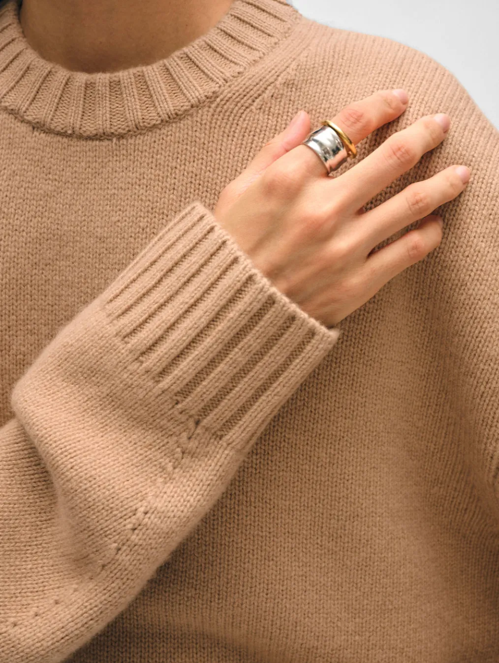 merino cashmere drop shoulder crewneck