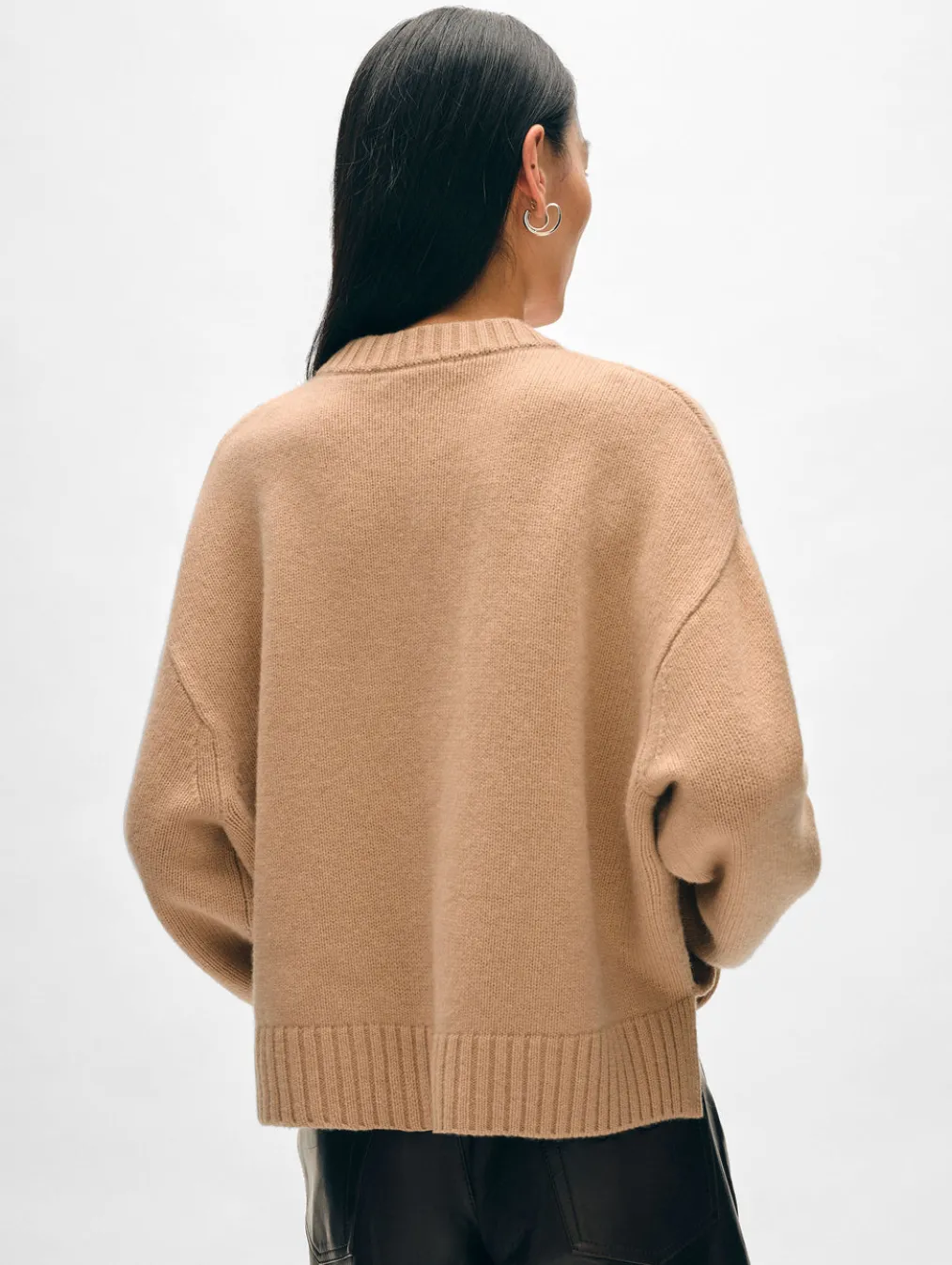 merino cashmere drop shoulder crewneck