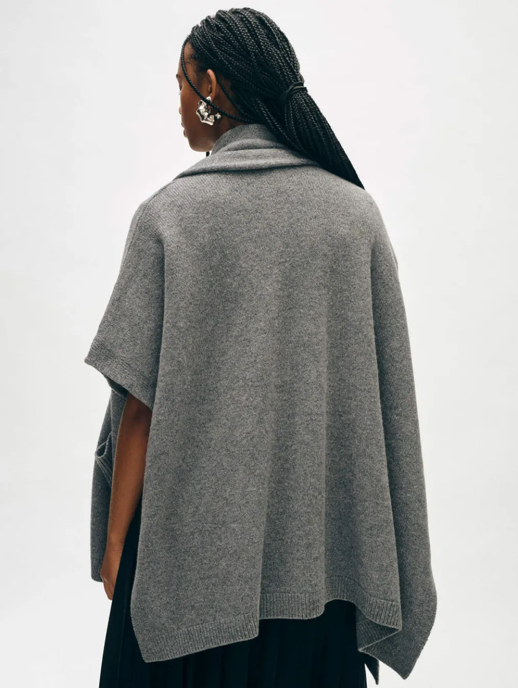 merino cashmere open poncho