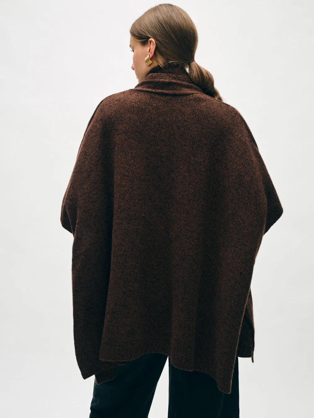 merino cashmere open poncho
