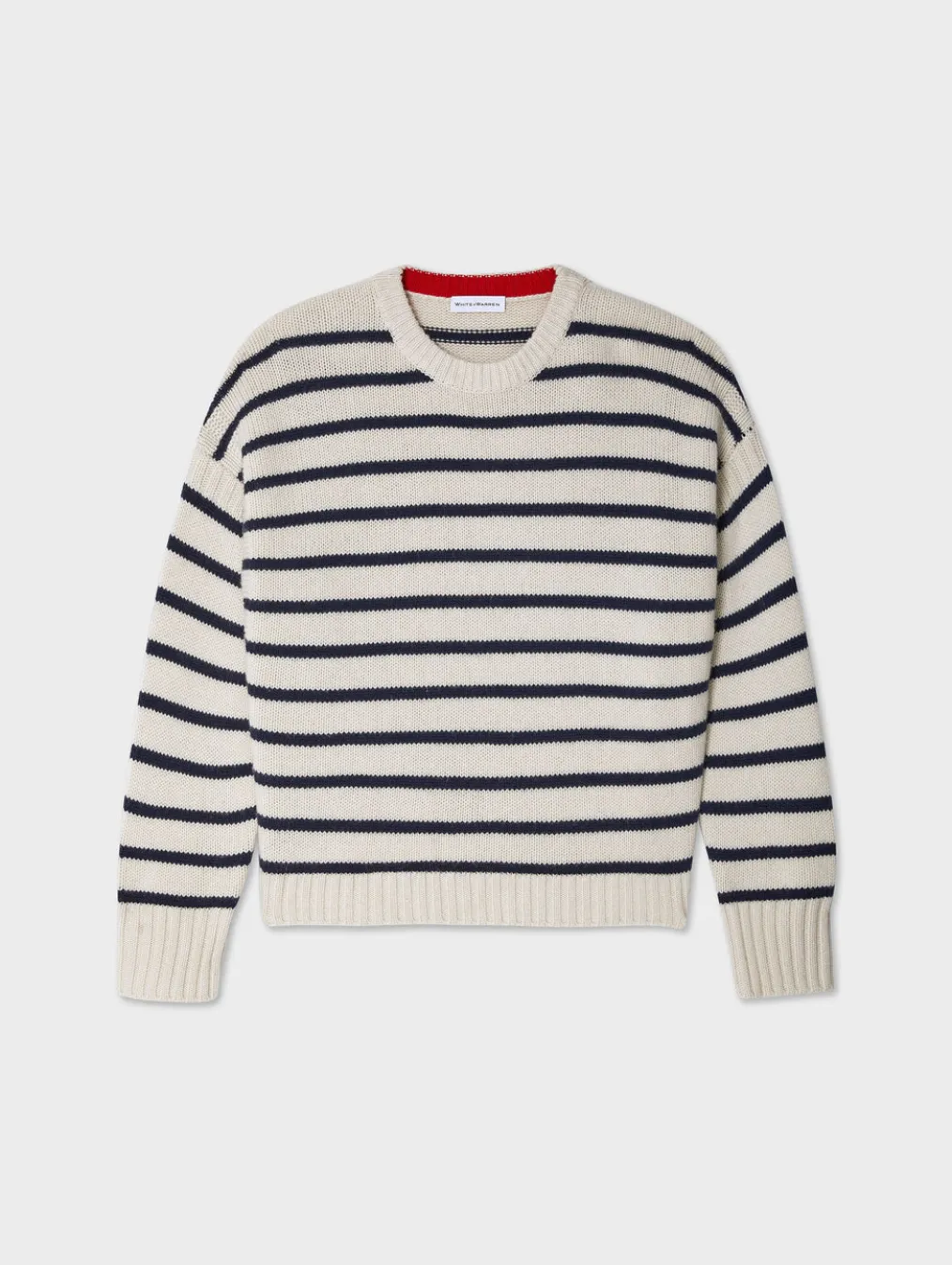 merino cashmere striped crewneck
