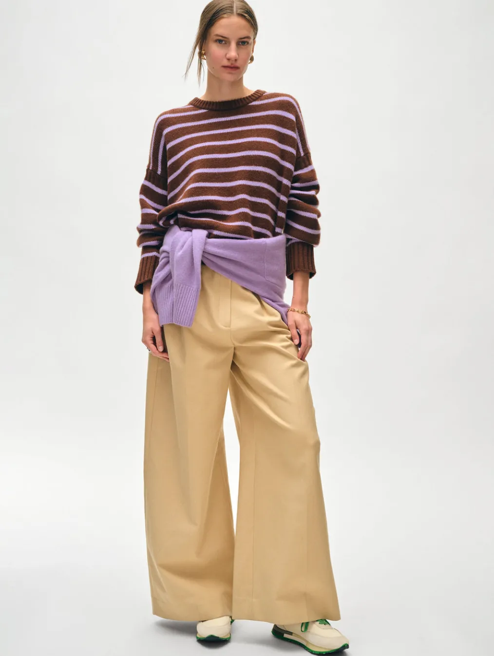 merino cashmere striped crewneck